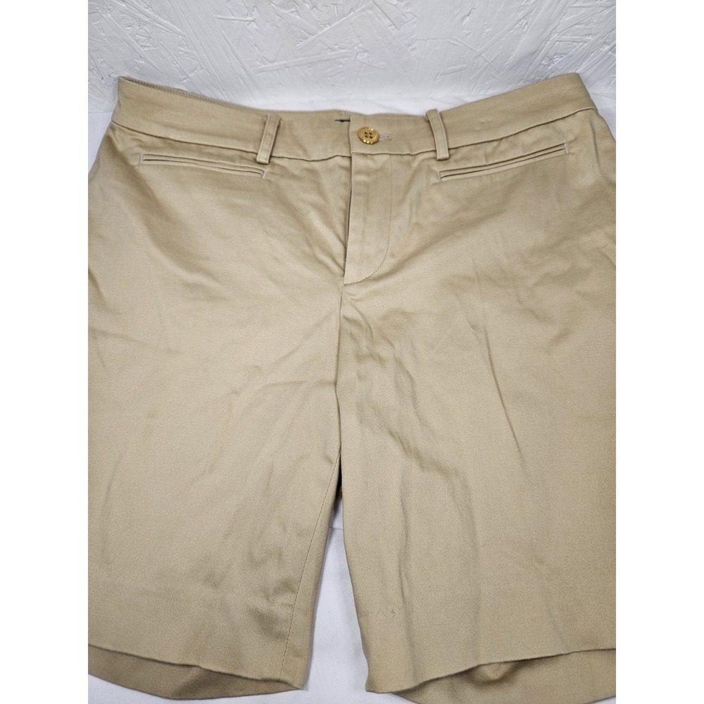 Lauren Ralph Lauren Petite Tan Khaki Chino Shorts Gold Button 8P